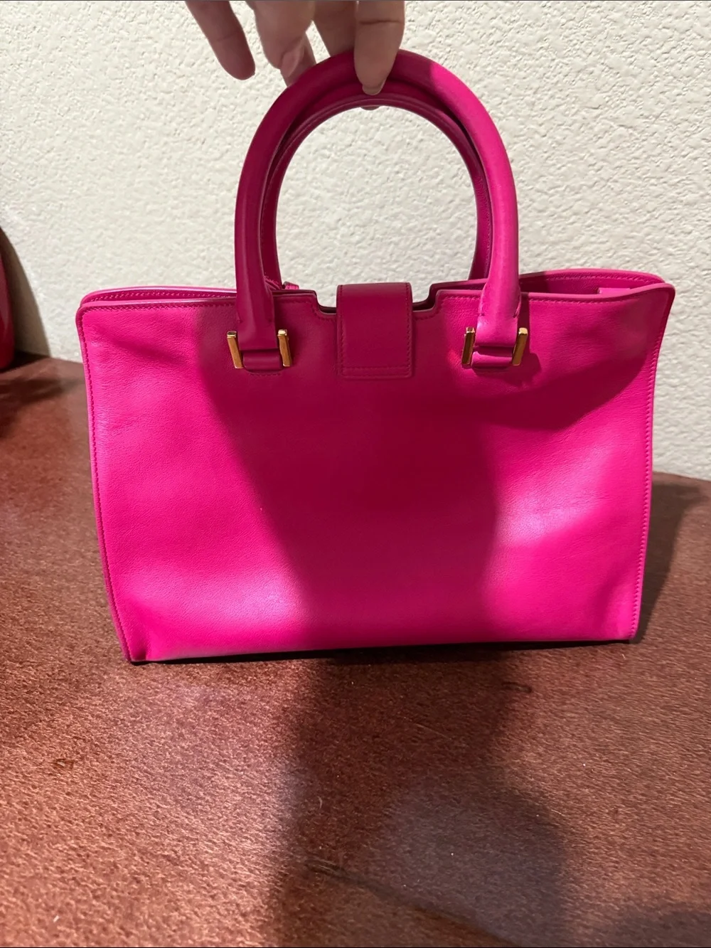 Saint Laurent Pink Leather Sac de Jour Style Tote with Gold YSL Hardware